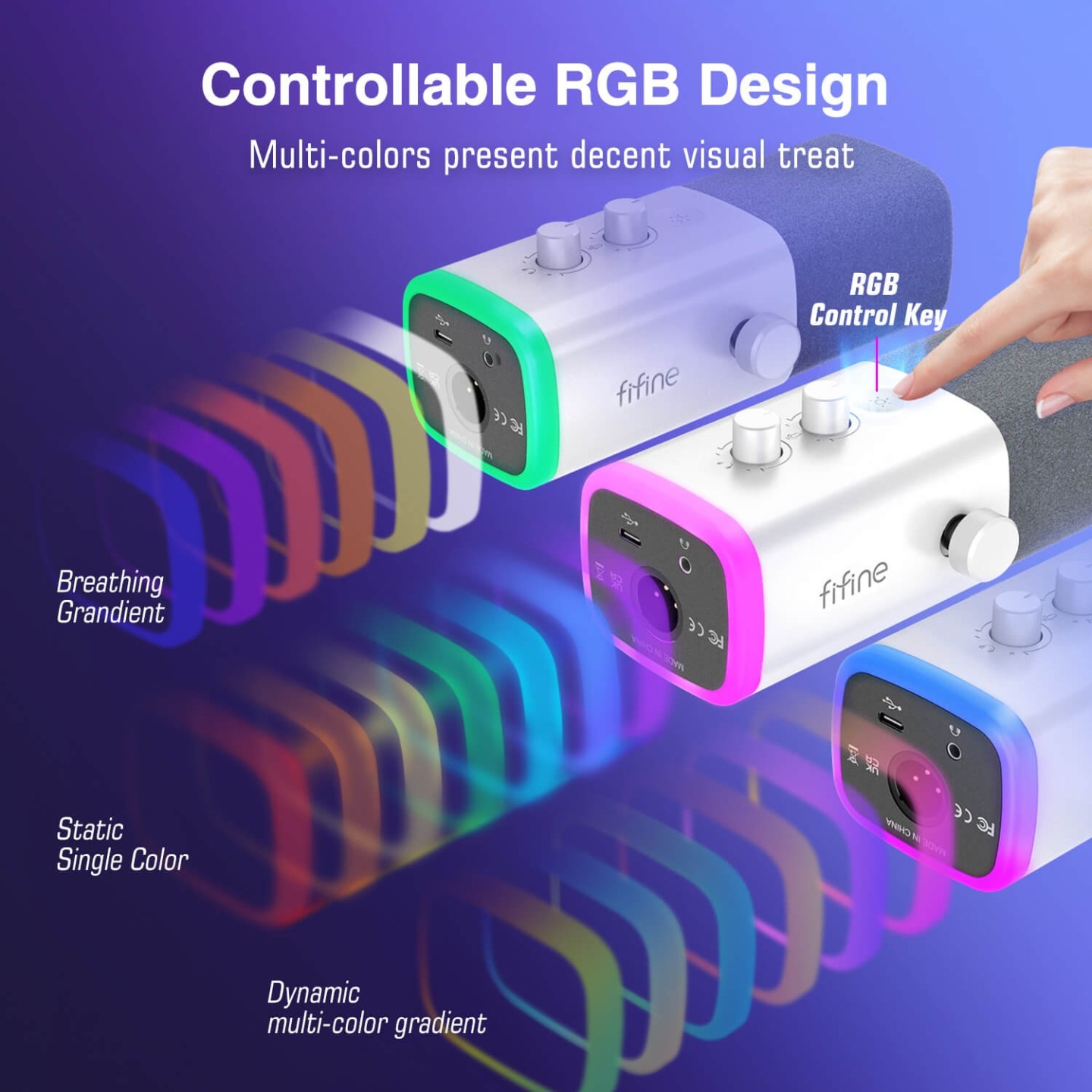 FIFINE AmpliGame AM8 – Micro dynamique USB/XLR RGB
