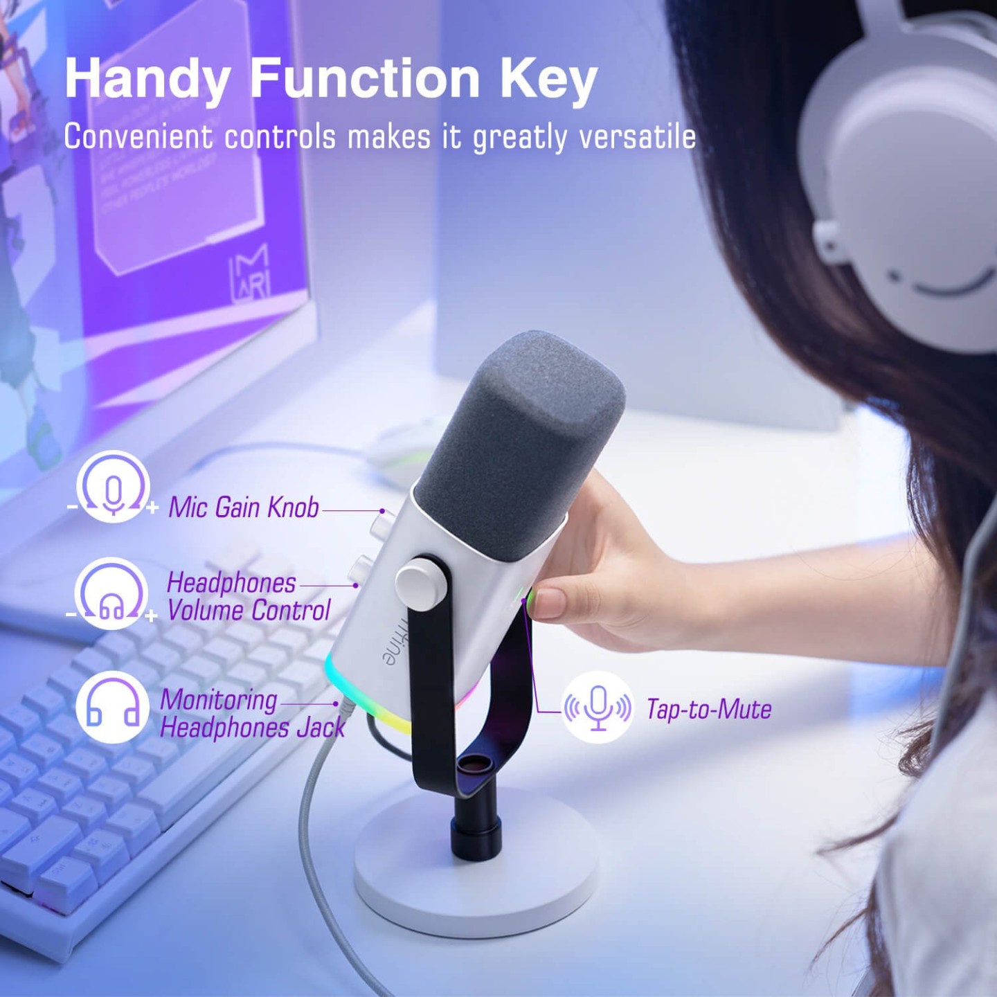 FIFINE AmpliGame AM8 – Micro dynamique USB/XLR RGB