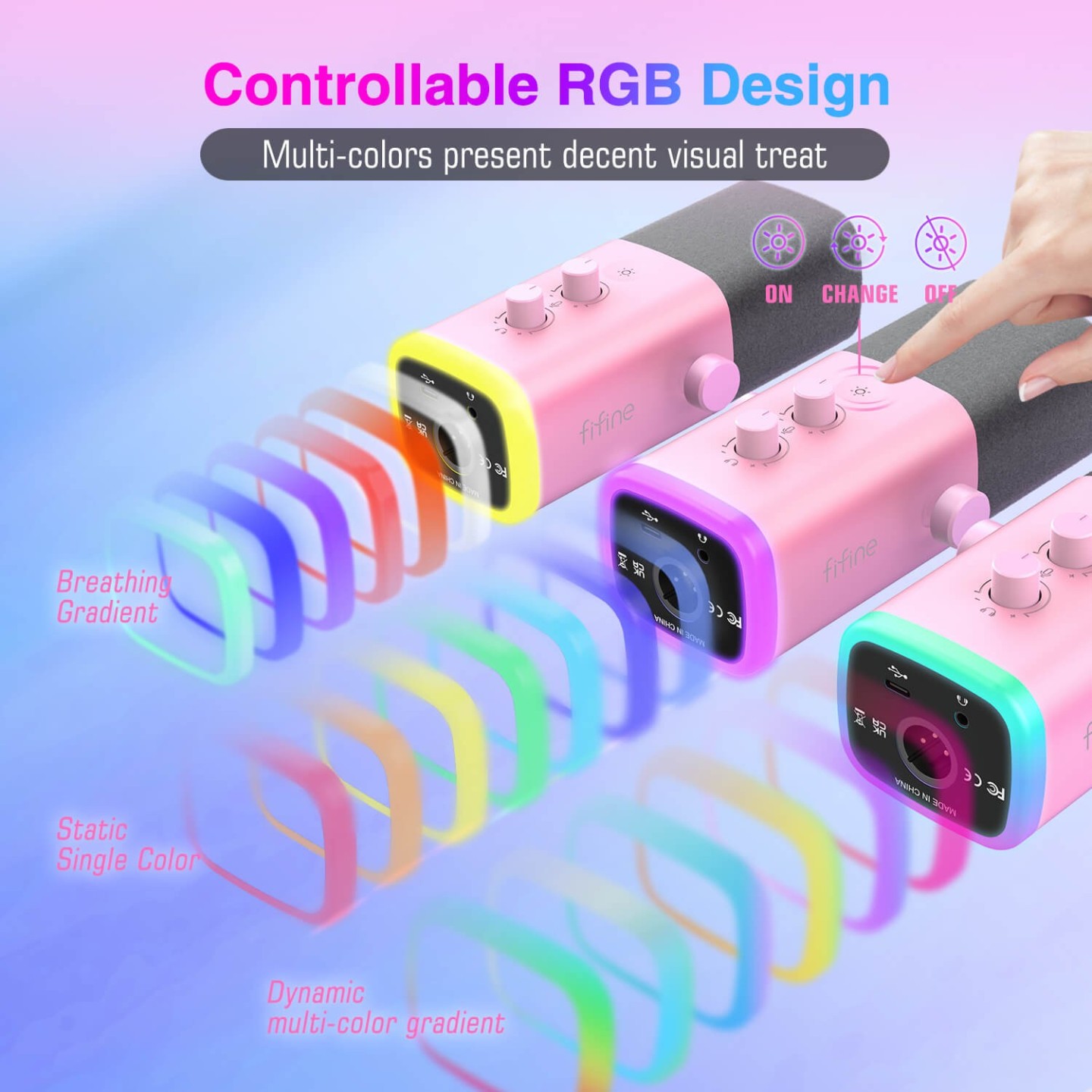 FIFINE AmpliGame AM8 – Micro dynamique USB/XLR RGB