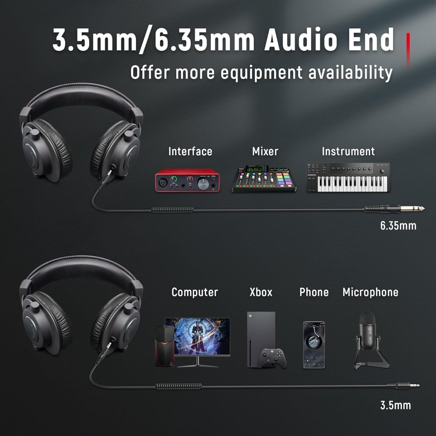 FIFINE H8 – Casque de studio 3,5 mm/6,35 mm