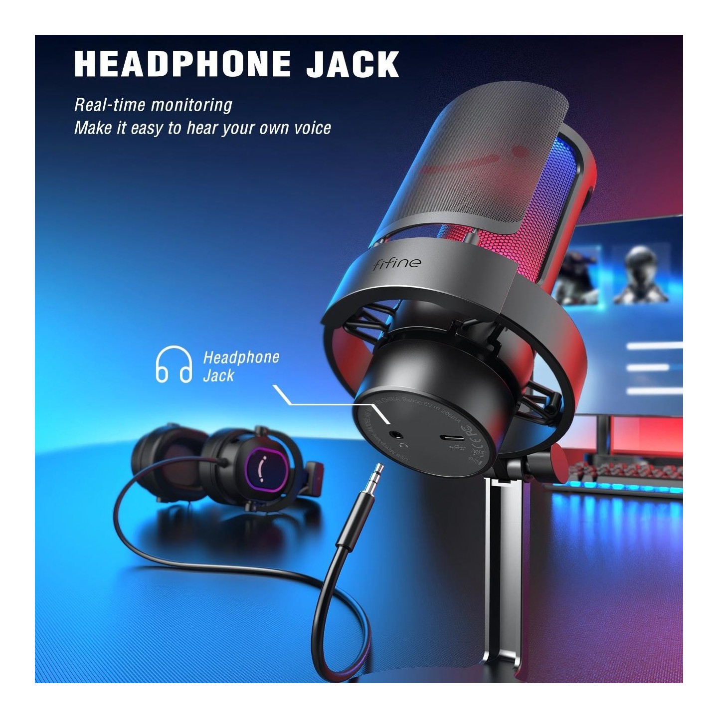 FIFINE AmpliGame A8 – Micro USB à condensateur RGB
