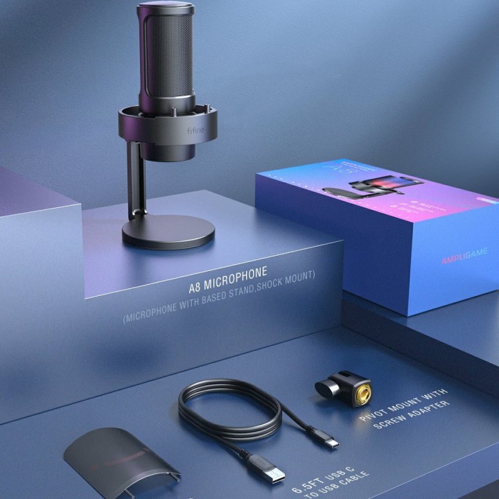 FIFINE AmpliGame A8 – Micro USB à condensateur RGB