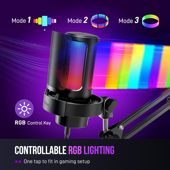 FIFINE AmpliGame A8 – Micro USB à condensateur RGB