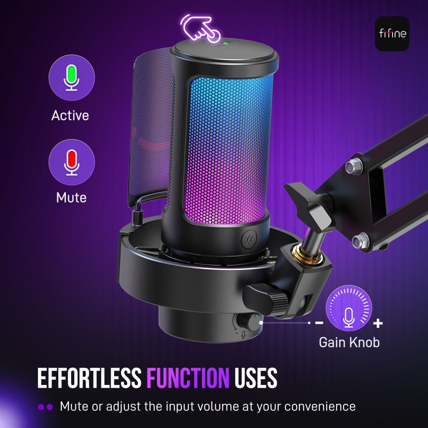 FIFINE AmpliGame A8 – Micro USB à condensateur RGB