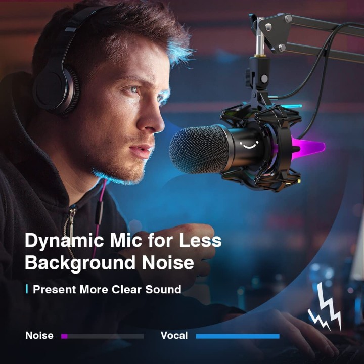FIFINE K651 – Micro dynamique USB avec support RGB et bras articulé