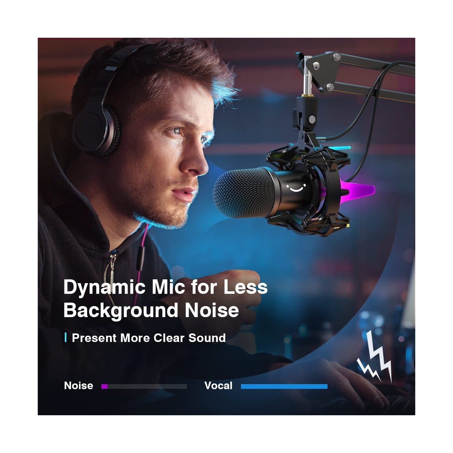 FIFINE K651 – Micro dynamique USB avec support RGB et bras articulé
