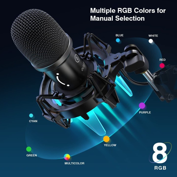 FIFINE K651 – Micro dynamique USB avec support RGB et bras articulé