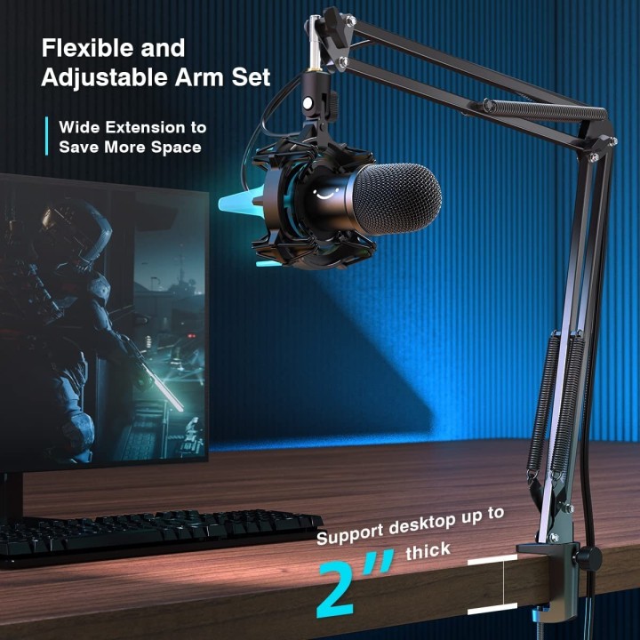 FIFINE K651 – Micro dynamique USB avec support RGB et bras articulé