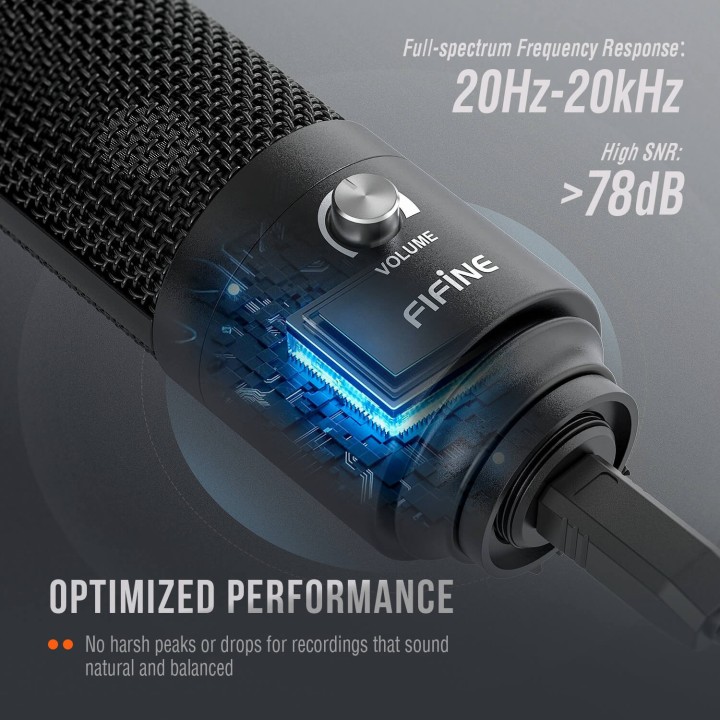 FIFINE K669B – Micro à condensateur USB avec trépied