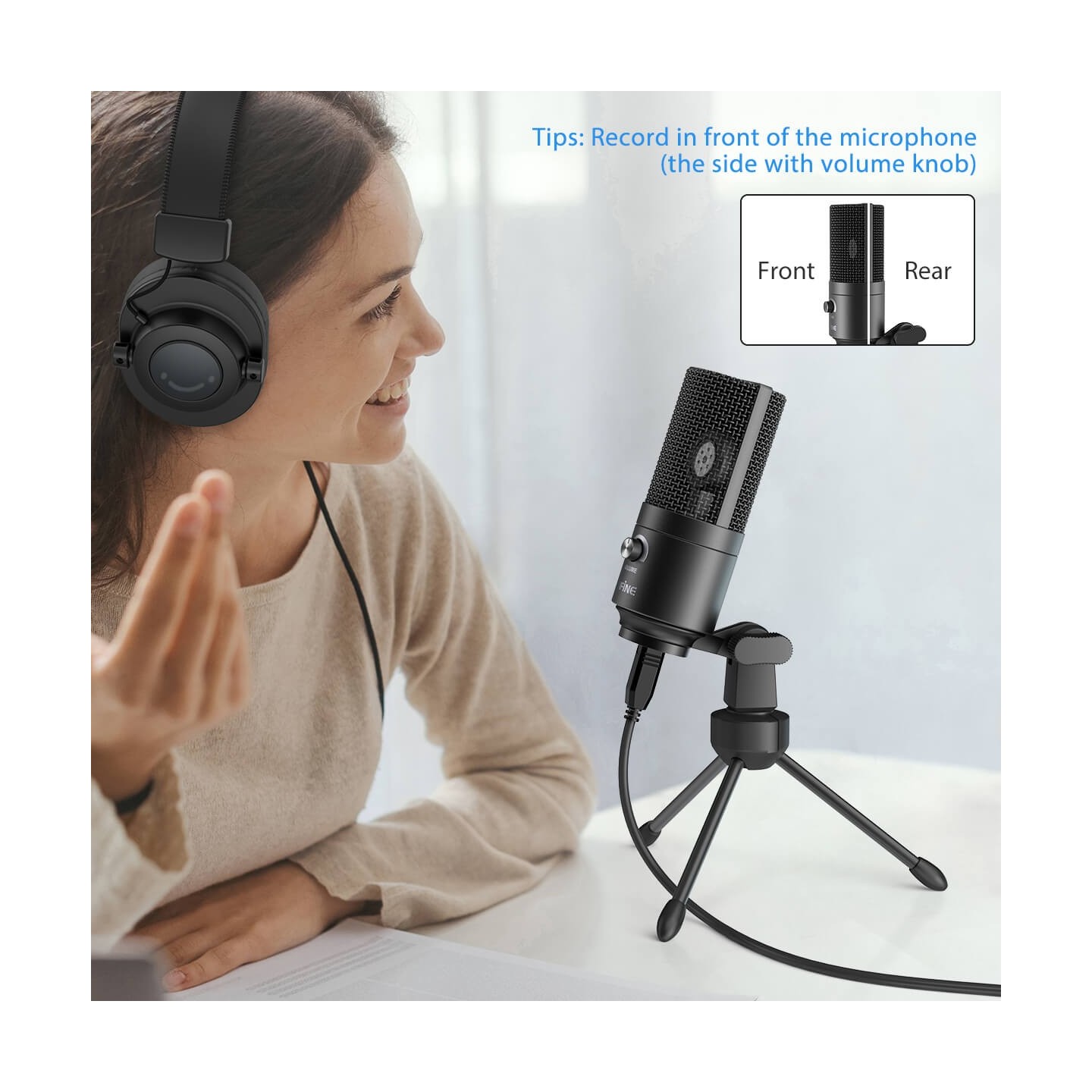 FIFINE K669B – Micro à condensateur USB avec trépied