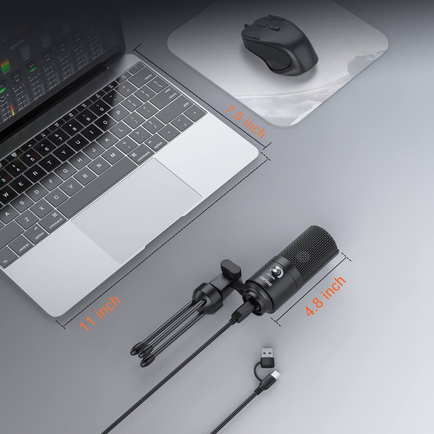 FIFINE K669B – Micro à condensateur USB avec trépied