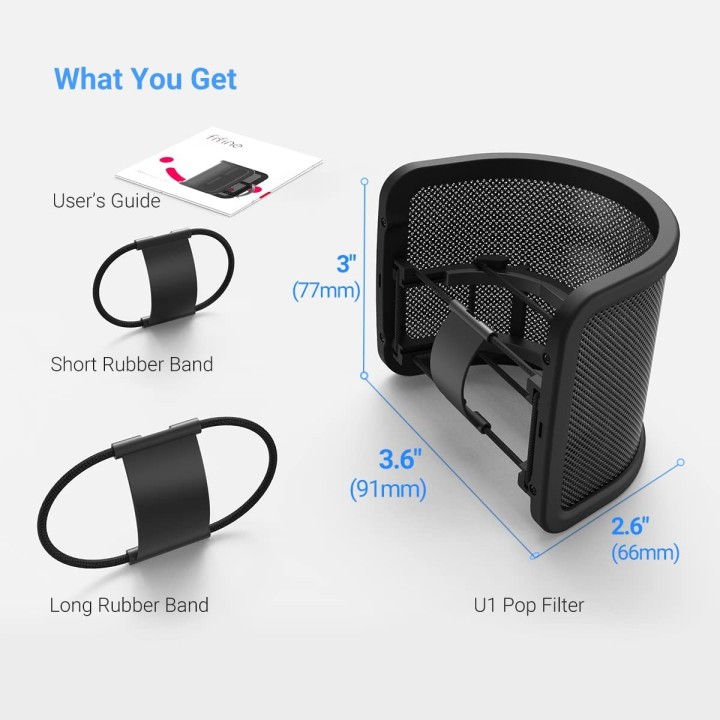 FIFINE U1 – Filtre anti-pop en U à maille métallique