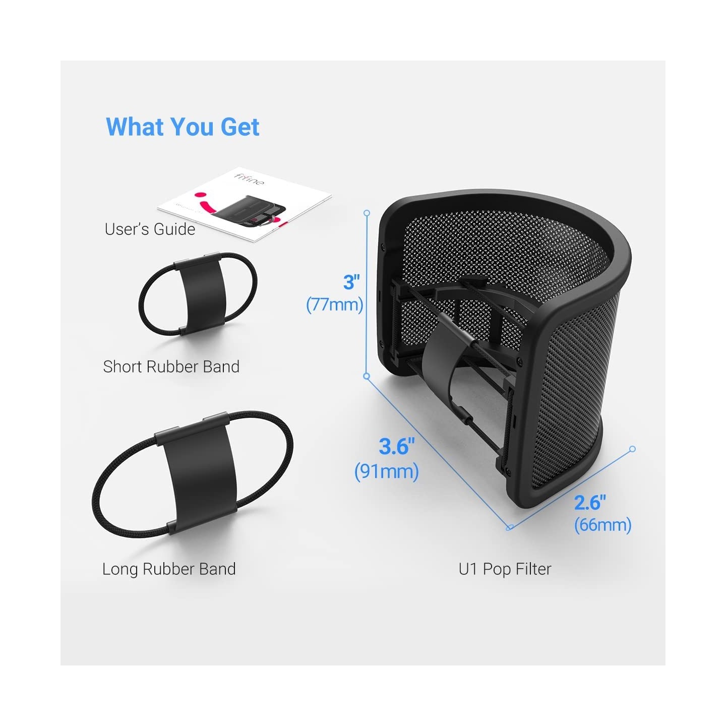 FIFINE U1 – Filtre anti-pop en U à maille métallique