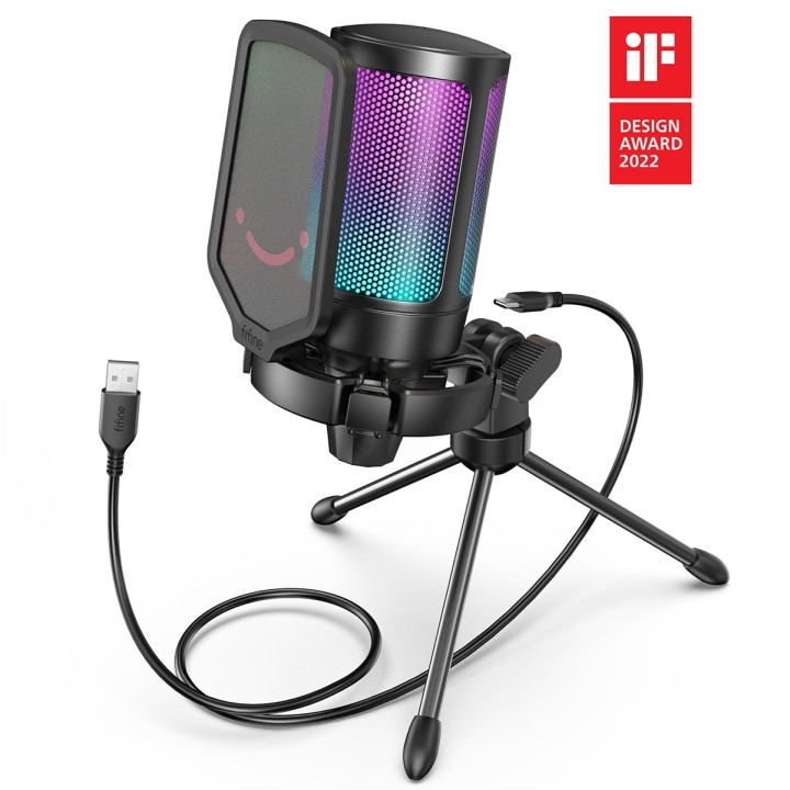 FIFINE AmpliGame A6V – Micro à condensateur USB RGB