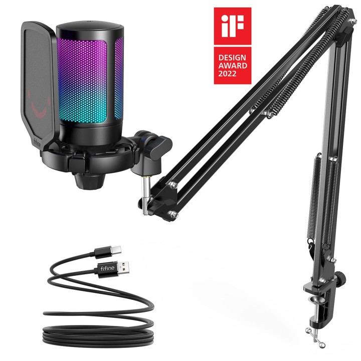FIFINE AmpliGame A6V – Micro à condensateur USB RGB