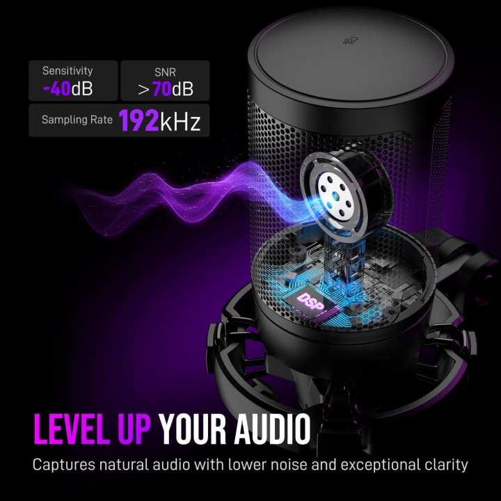 FIFINE AmpliGame A6V – Micro à condensateur USB RGB