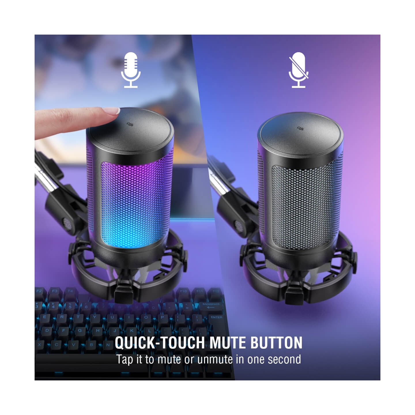 FIFINE AmpliGame A6V – Micro à condensateur USB RGB