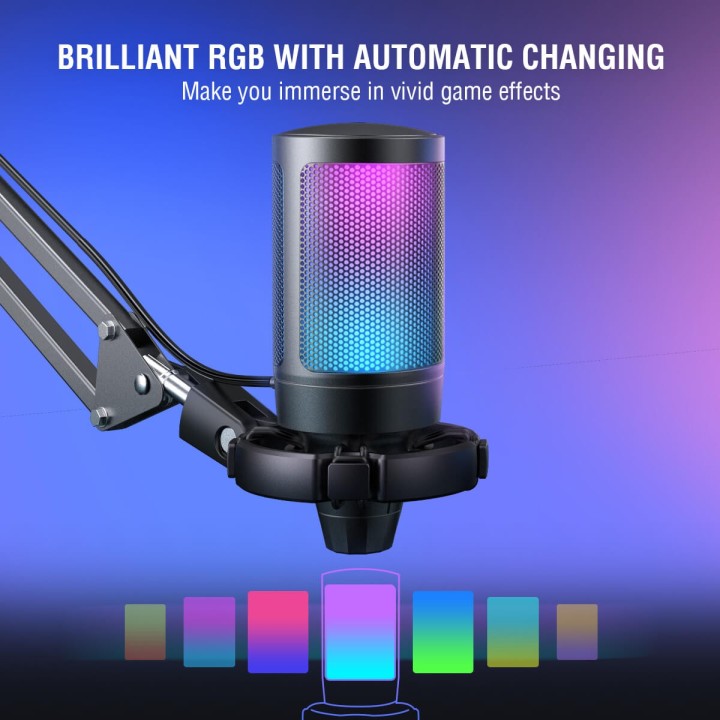 FIFINE AmpliGame A6V – Micro à condensateur USB RGB