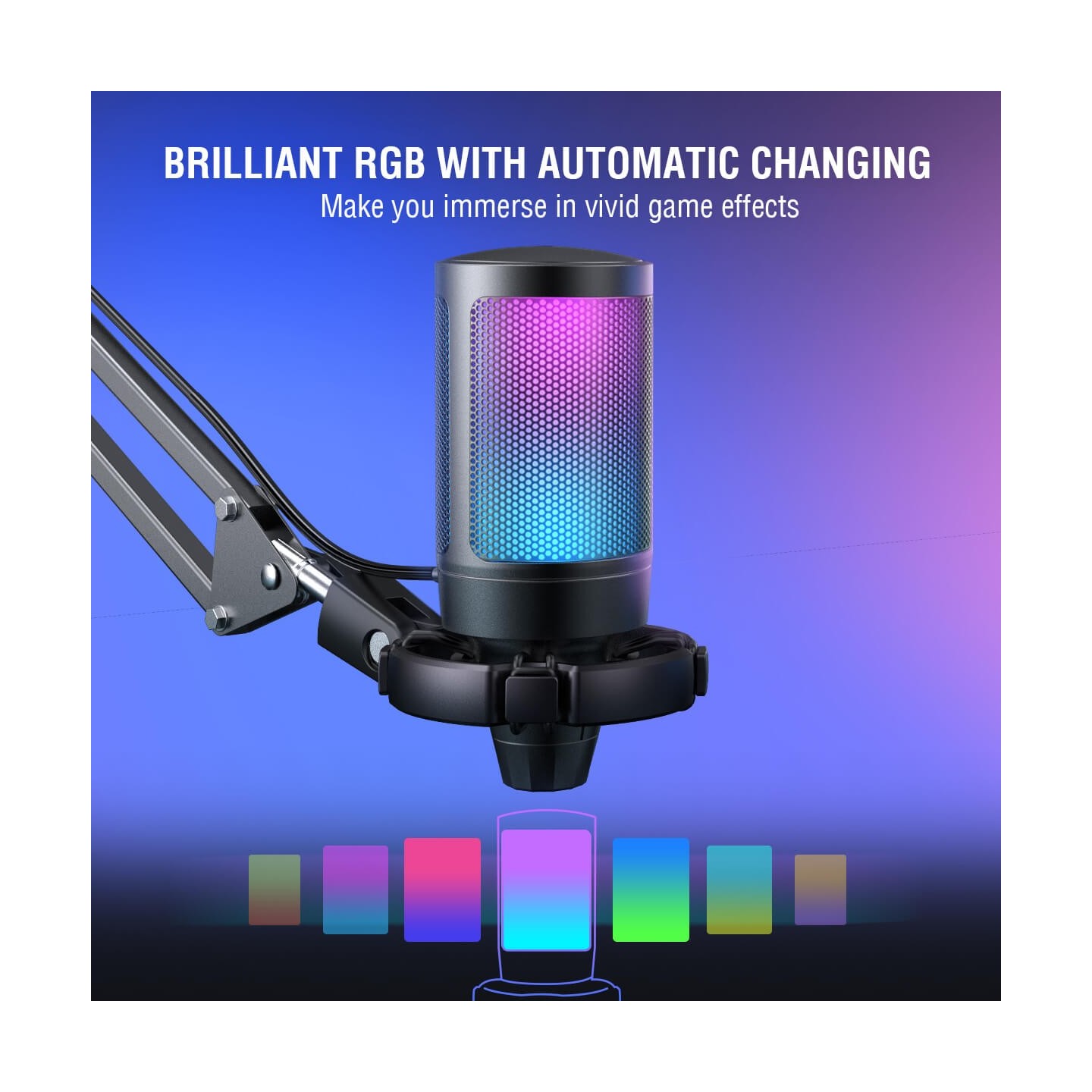 FIFINE AmpliGame A6V – Micro à condensateur USB RGB