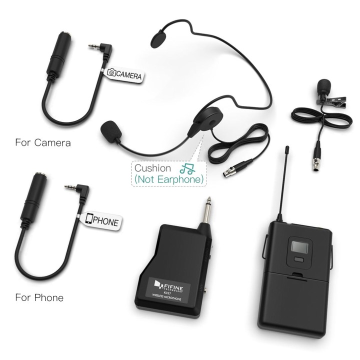 FIFINE K037B – Système sans fil avec micro-cravate et micro-casque