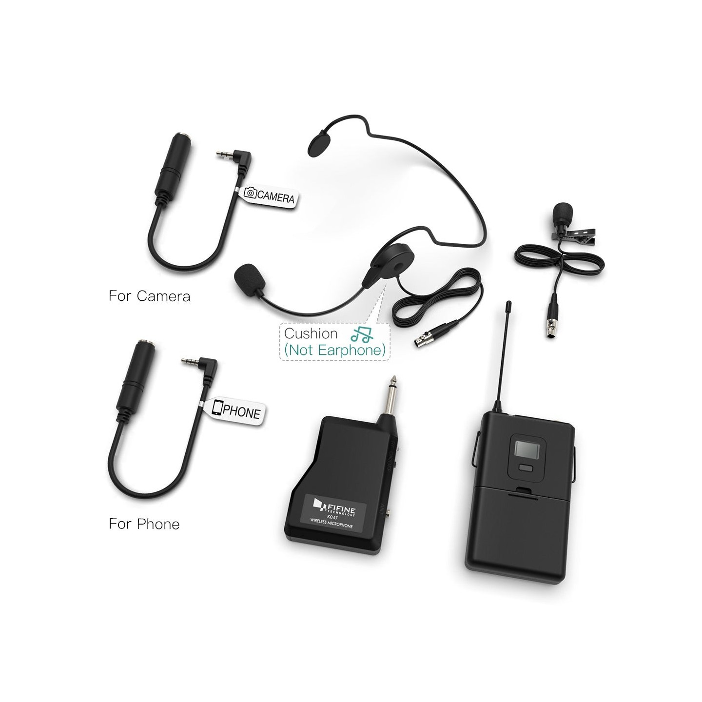 FIFINE K037B – Système sans fil avec micro-cravate et micro-casque