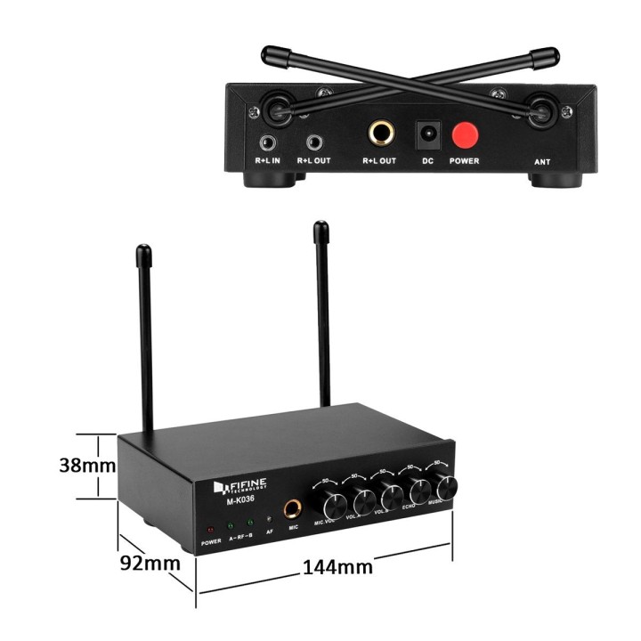 FIFINE K036 – Système de deux micros sans fil pour karaoké