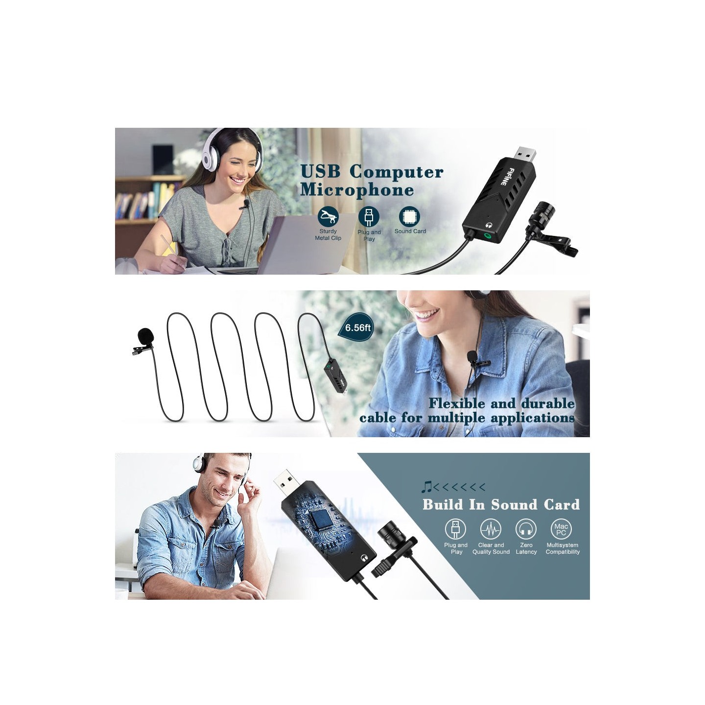 FIFINE K053 – Micro-cravate USB pour ordinateur