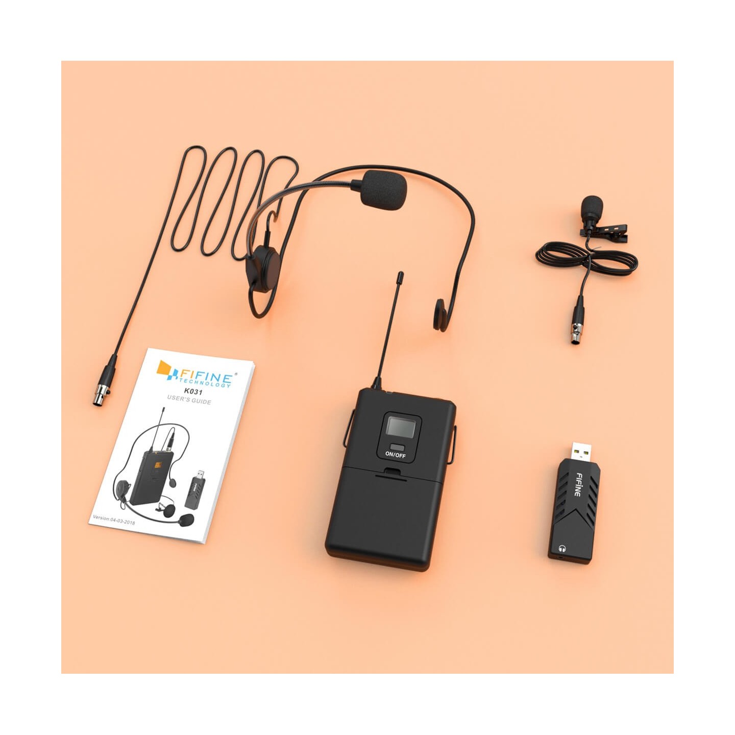 FIFINE K031B – Micro-cravate sans fil USB pour ordinateur