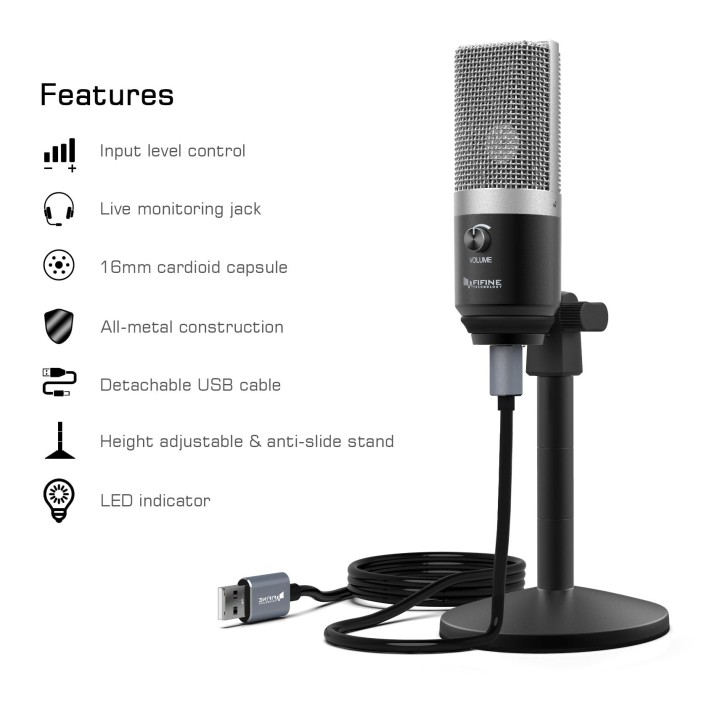 FIFINE K670/K670B – Micro à condensateur USB
