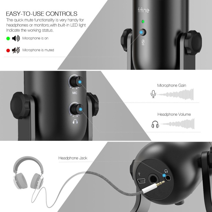 FIFINE K678 – Micro à condensateur USB