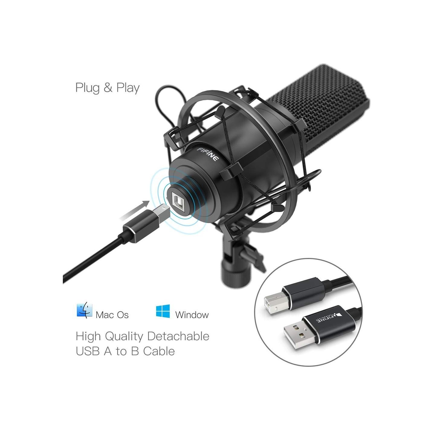 FIFINE K780A – Kit micro USB de studio avec bras articulé