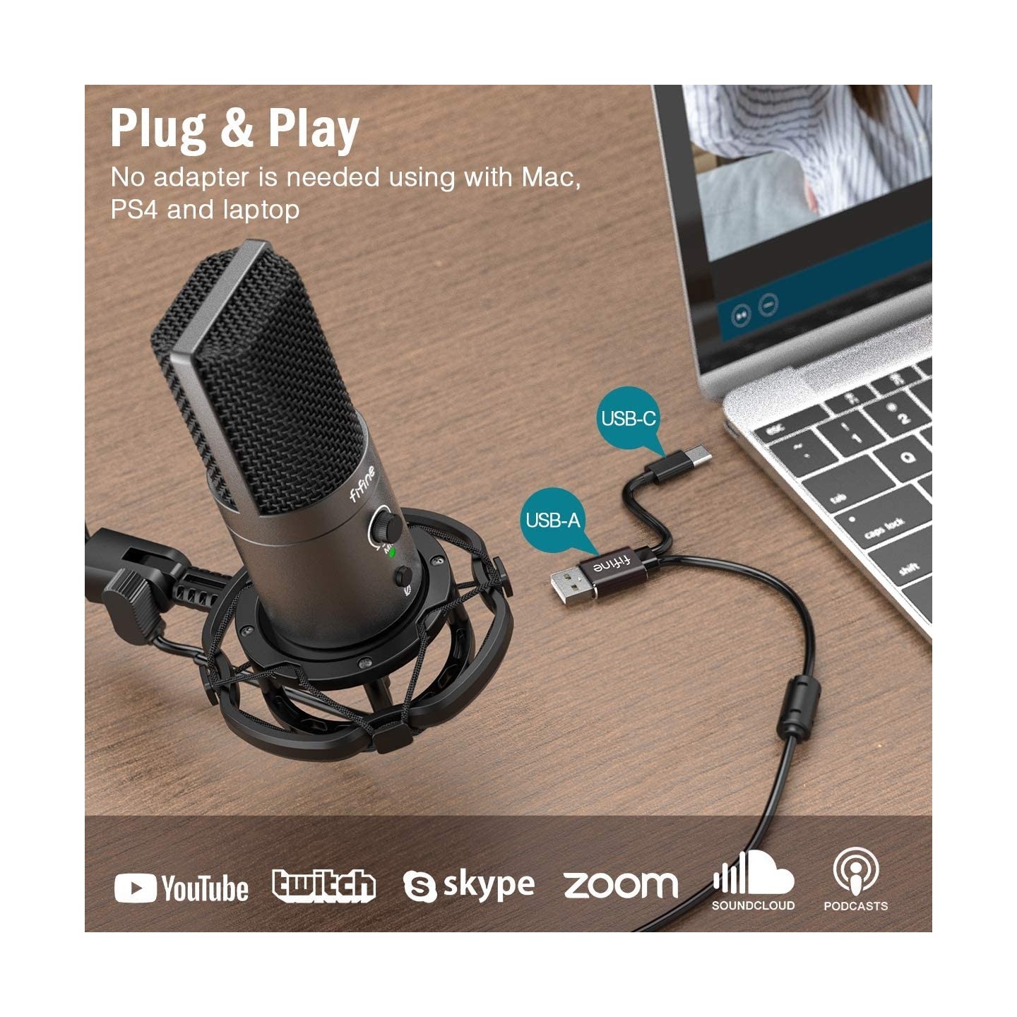 FIFINE T683 – Kit micro USB à condensateur avec bras articulé
