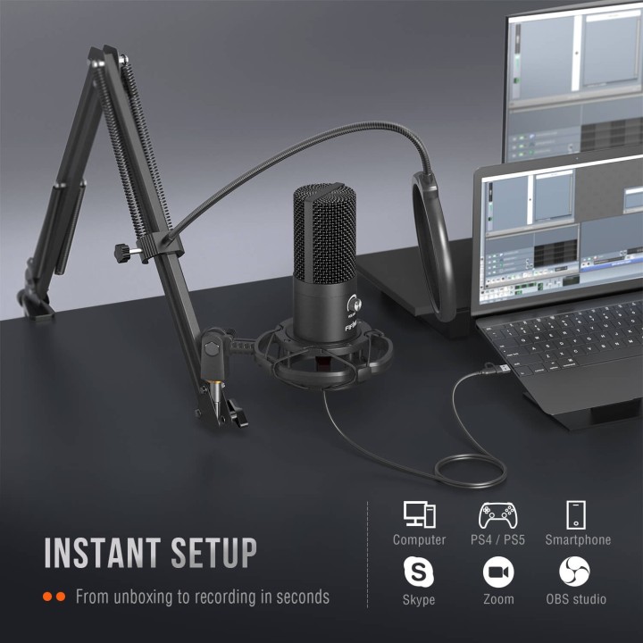 FIFINE T669 – Kit micro à condensateur USB avec bras articulé