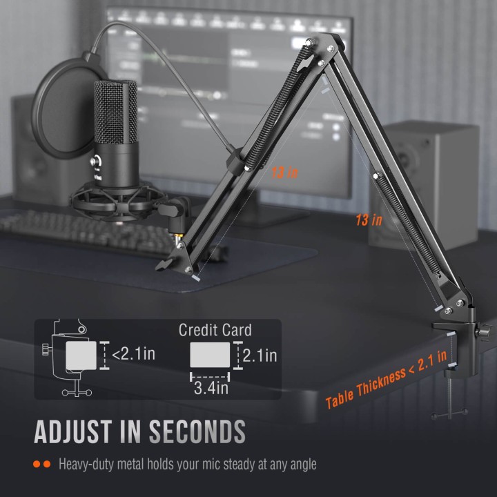 FIFINE T669 – Kit micro à condensateur USB avec bras articulé