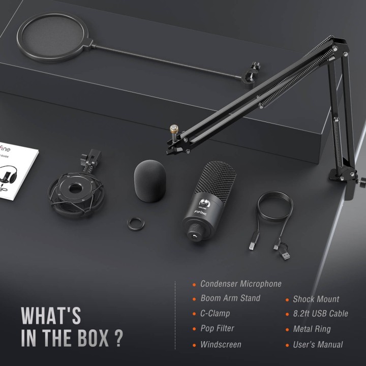 FIFINE T669 – Kit micro à condensateur USB avec bras articulé
