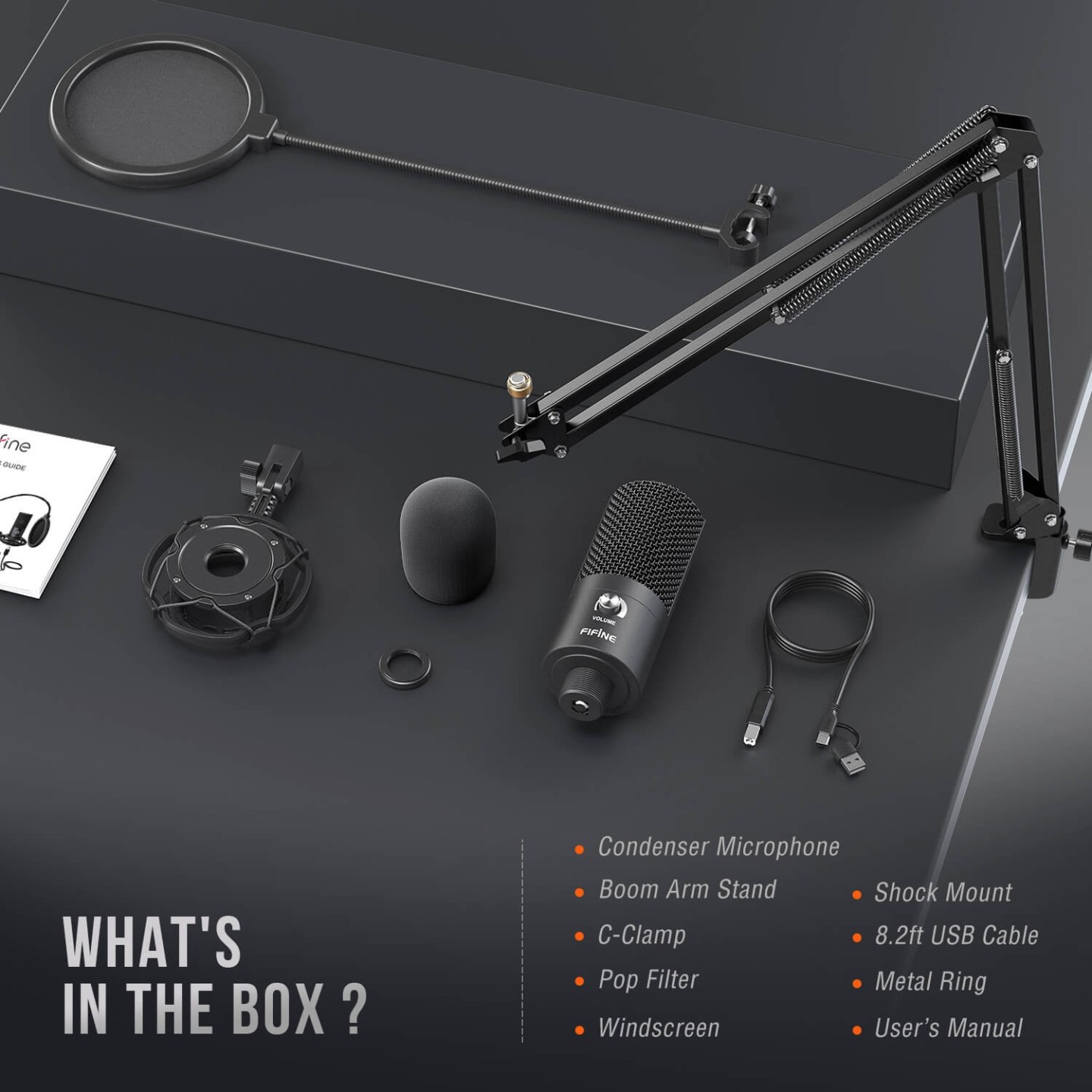 FIFINE T669 – Kit micro à condensateur USB avec bras articulé