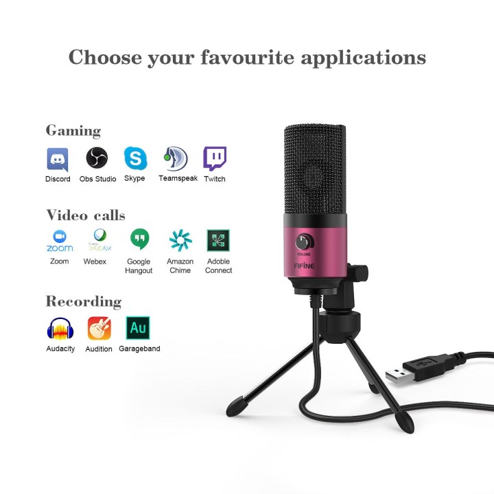 FIFINE K669 – Micro USB à condensateur rose