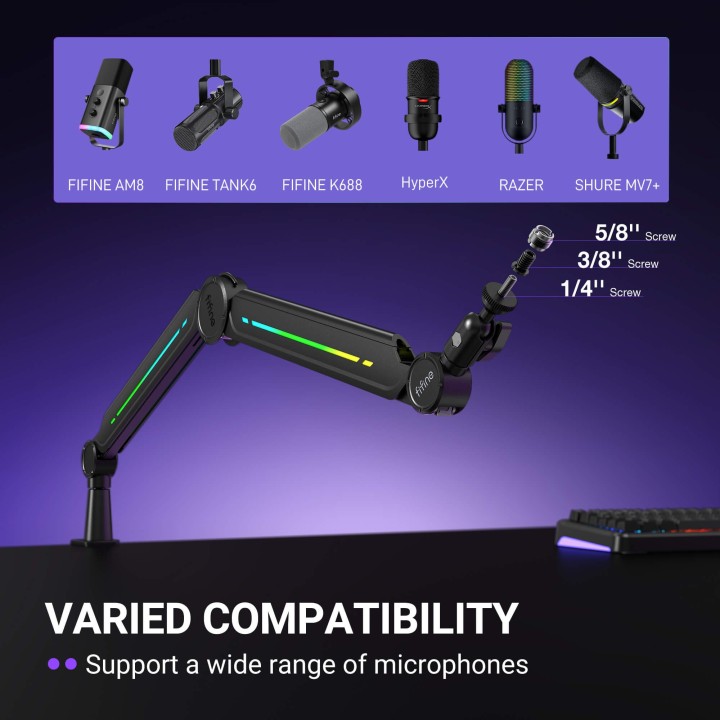 FIFINE BM66PRO – Bras articulé métal RGB pour micro