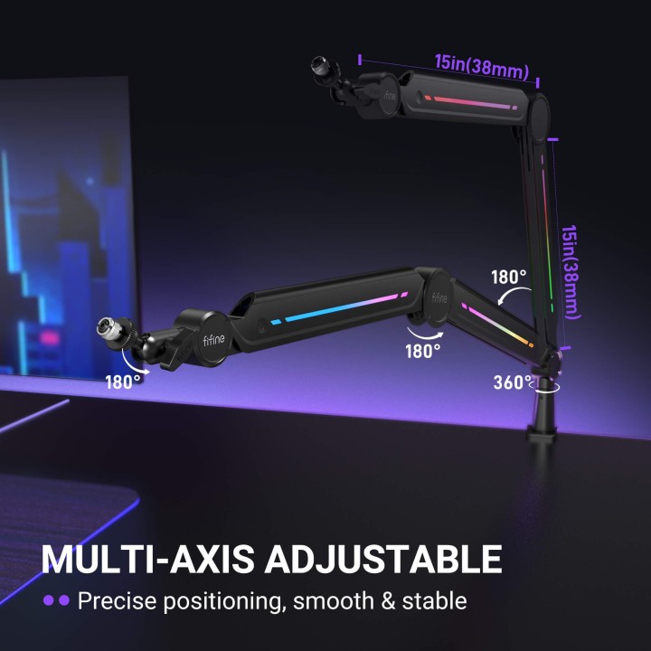 FIFINE BM66PRO – Bras articulé métal RGB pour micro