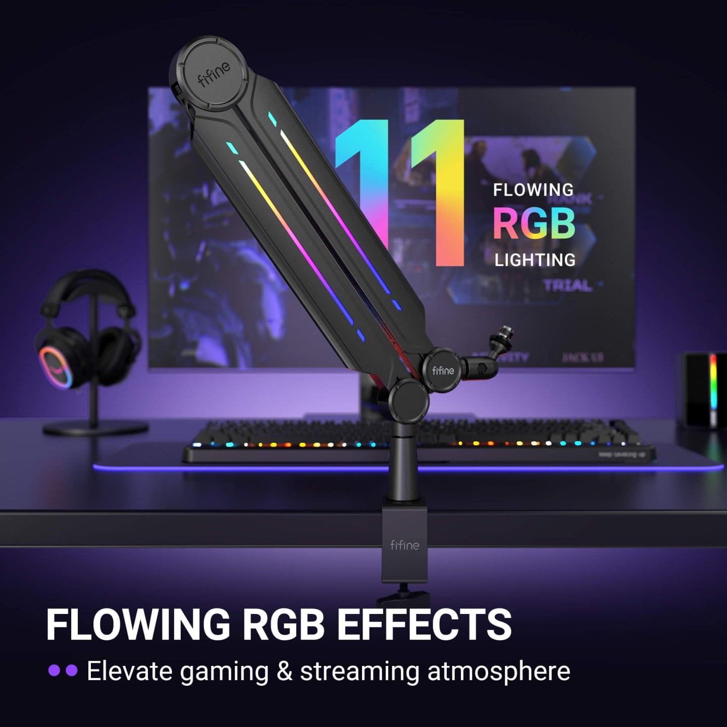 FIFINE BM66PRO – Bras articulé métal RGB pour micro