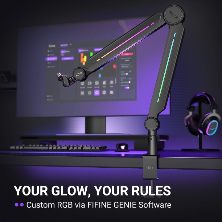 FIFINE BM66PRO – Bras articulé métal RGB pour micro