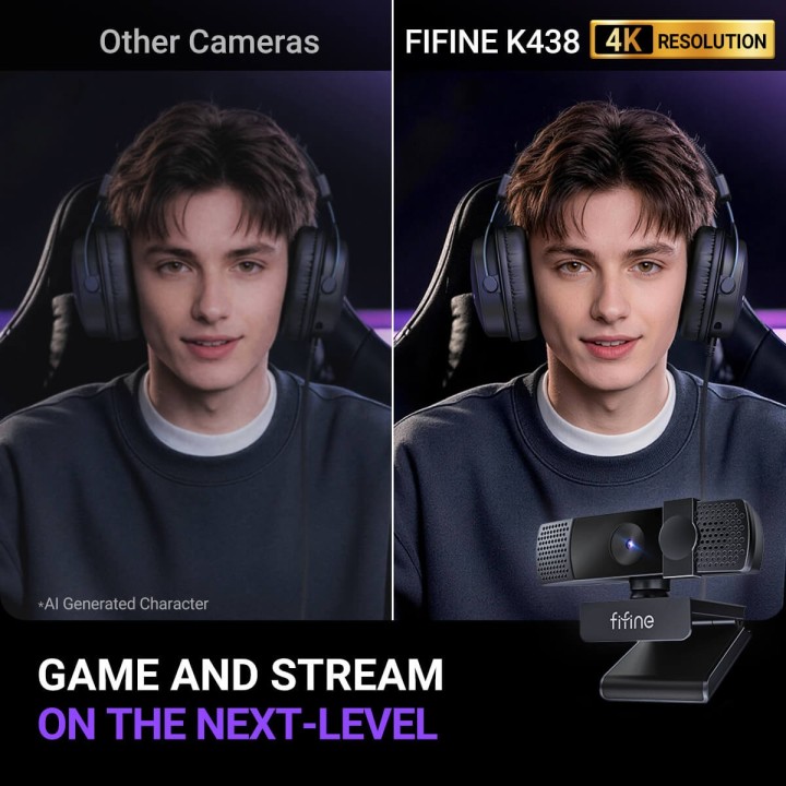 FIFINE K438 – Webcam 4K à mise au point automatique