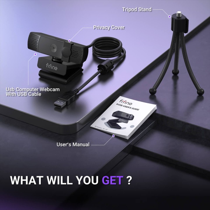 FIFINE K438 – Webcam 4K à mise au point automatique