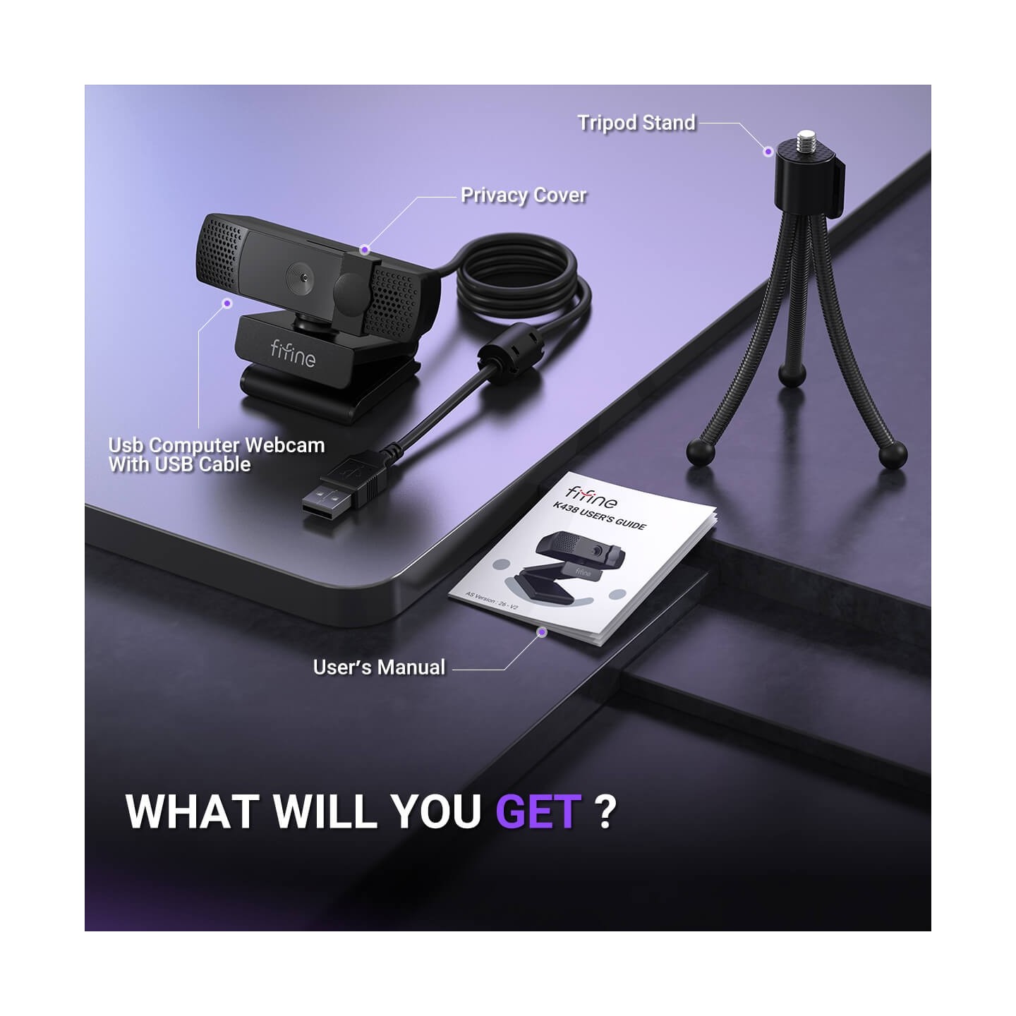 FIFINE K438 – Webcam 4K à mise au point automatique