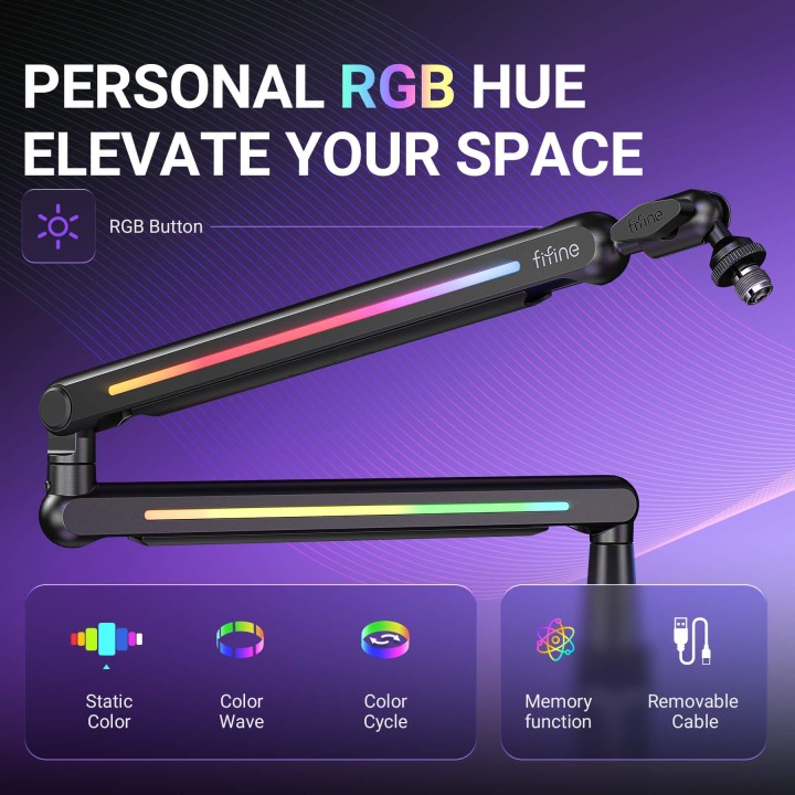 FIFINE BM88PRO – Bras de micro à profil bas avec RGB