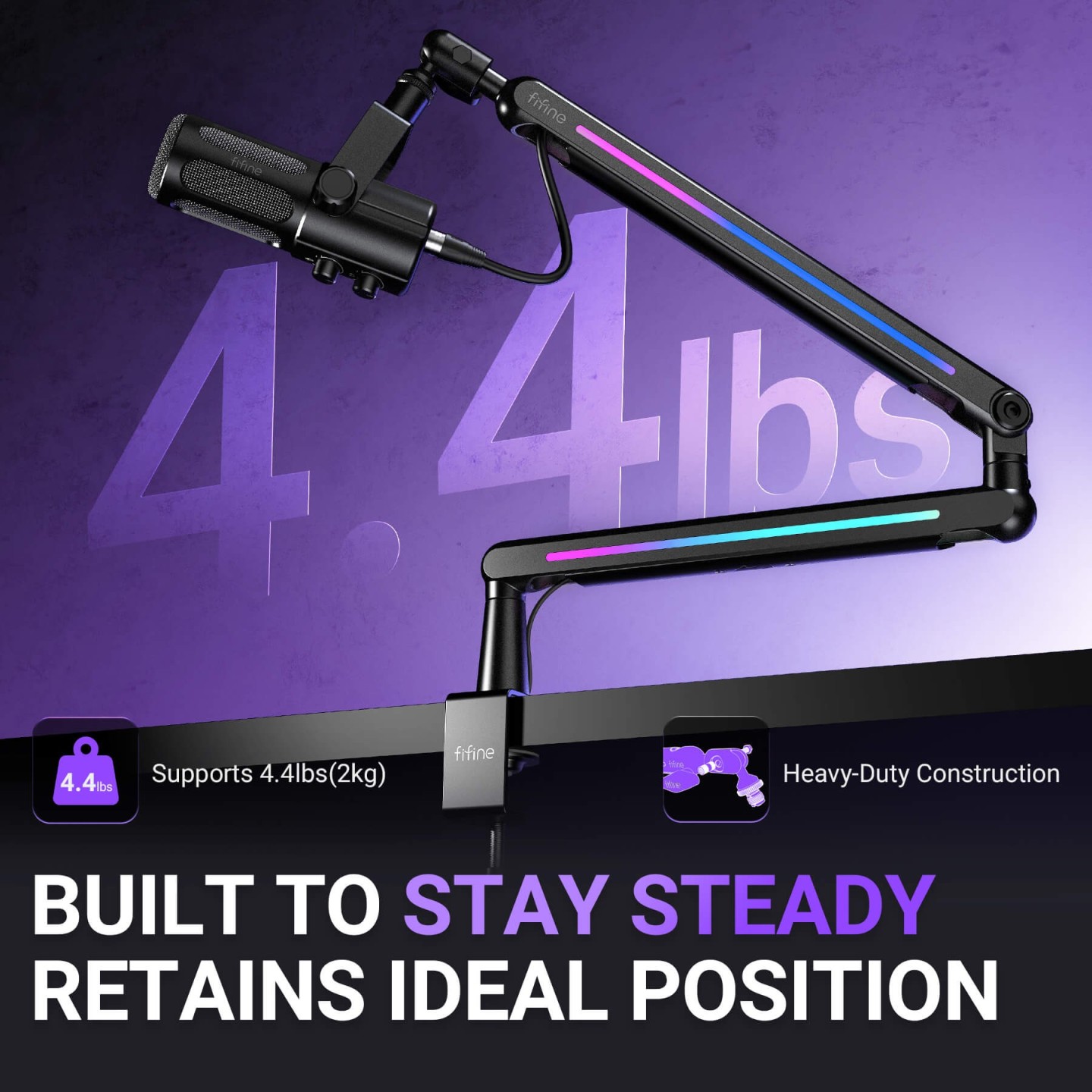 FIFINE BM88PRO – Bras de micro à profil bas avec RGB