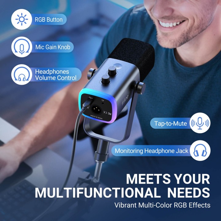 FIFINE AmpliGame AM8TNEO – Micro USB/XLR avec support pour smartphone