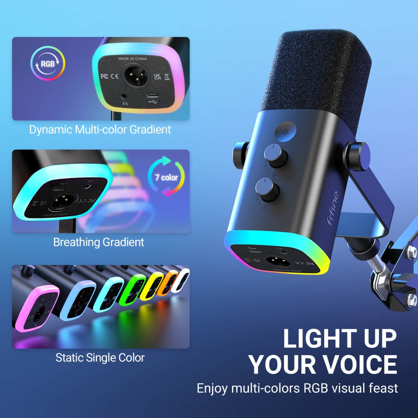 FIFINE AmpliGame AM8TNEO – Micro USB/XLR avec support pour smartphone