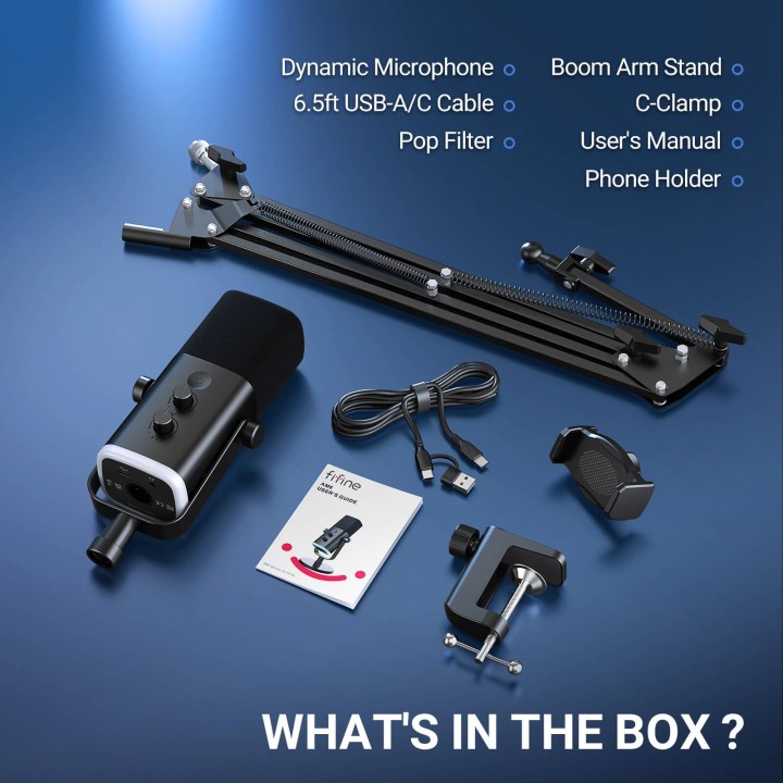 FIFINE AmpliGame AM8TNEO – Micro USB/XLR avec support pour smartphone