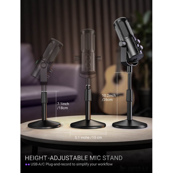 FIFINE AmpliTank TANK6S – Micro dynamique XLR/USB avec pied de table